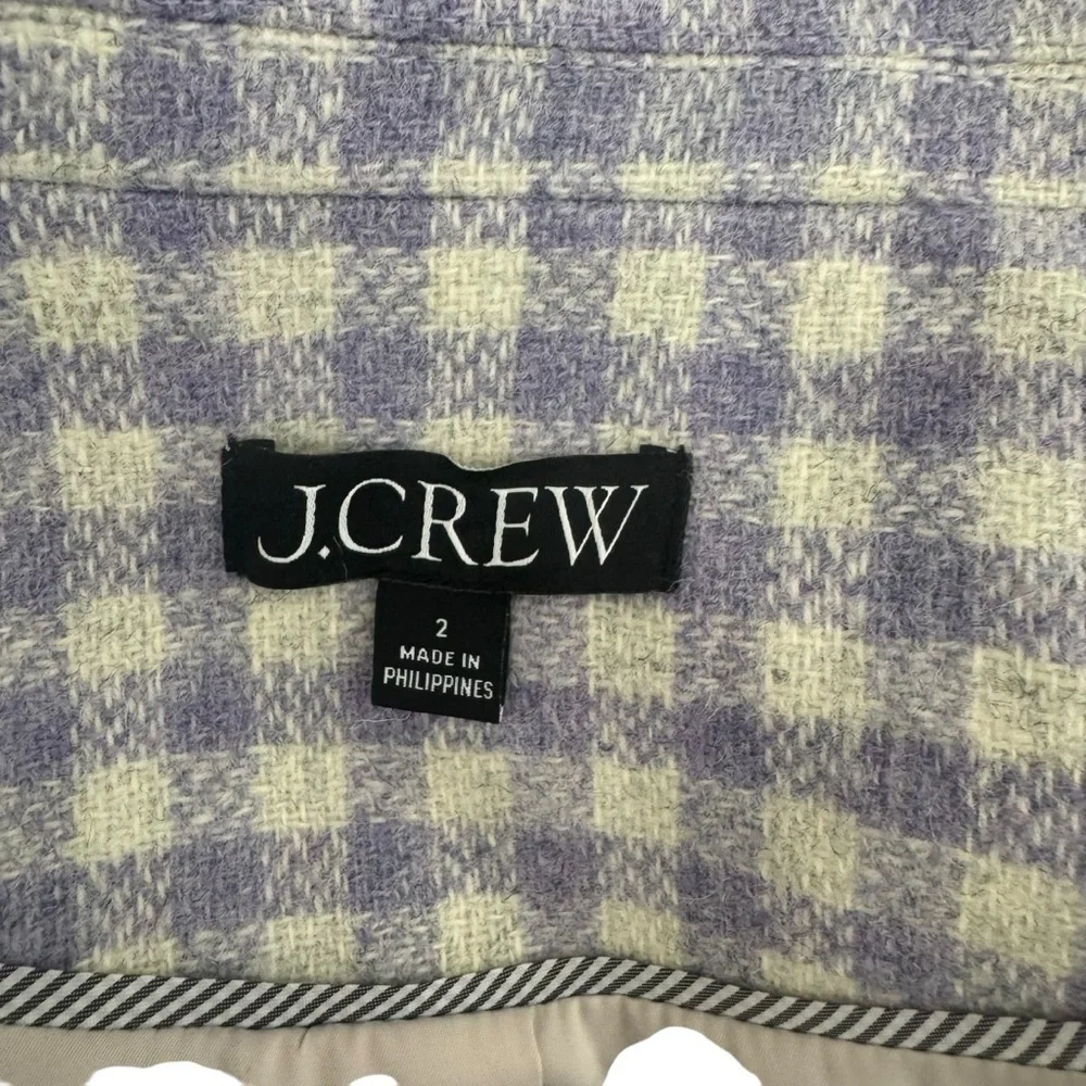 J. Crew - Purple Checkered Blazer Cropped Double Breast Blazer English Wool Sz 2